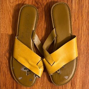 Franco Sarto Yellow and Black Slide Sandals